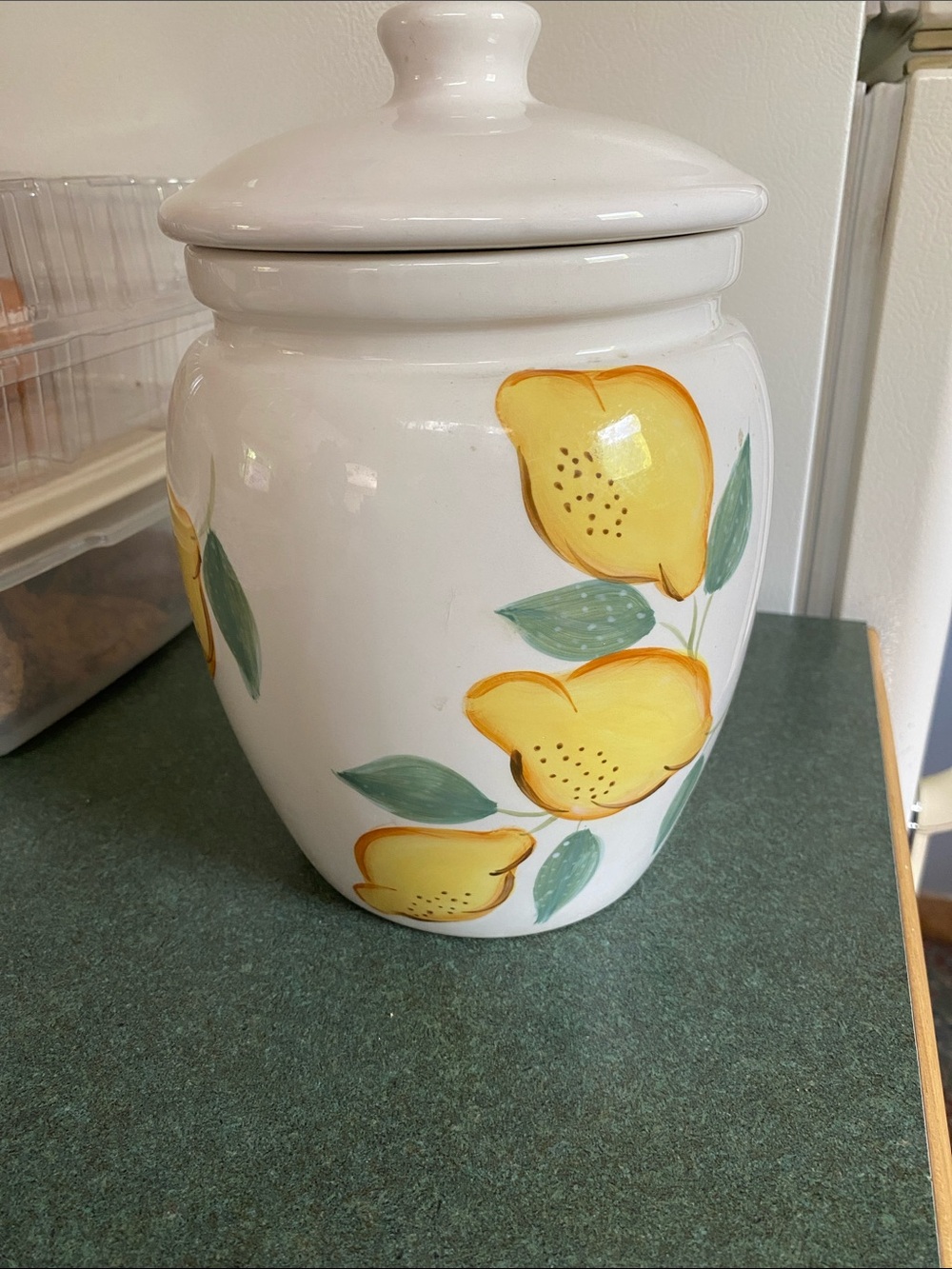 Ceramic Lemon Canister - Yellow Floral Design